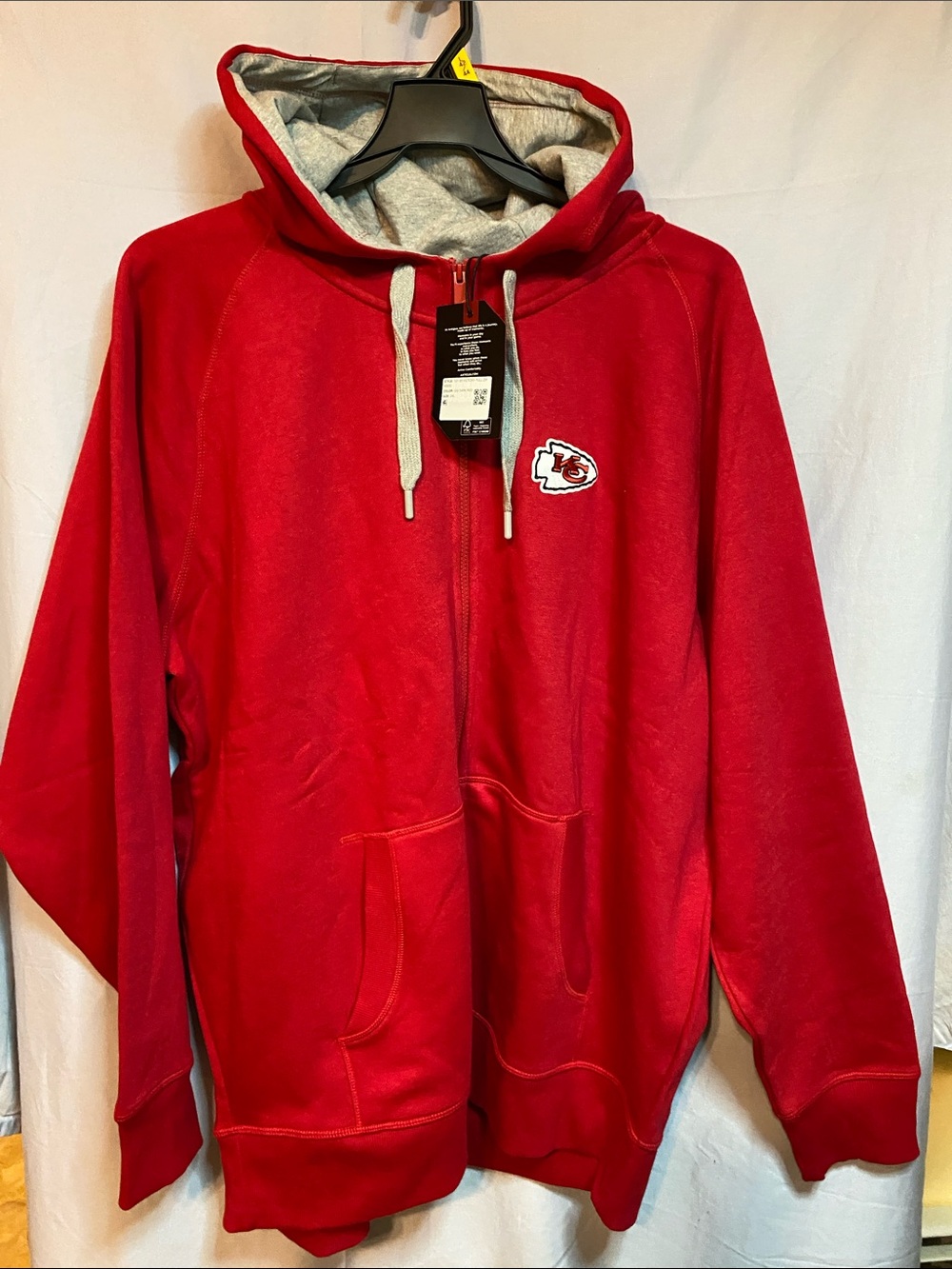 Antigua Red Full-Zip Kids Hoodie with Gray Lining Kc chiefs